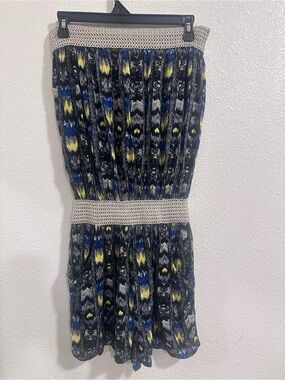 5th & Love Black Printed Romper with Blue & Yellow Accents